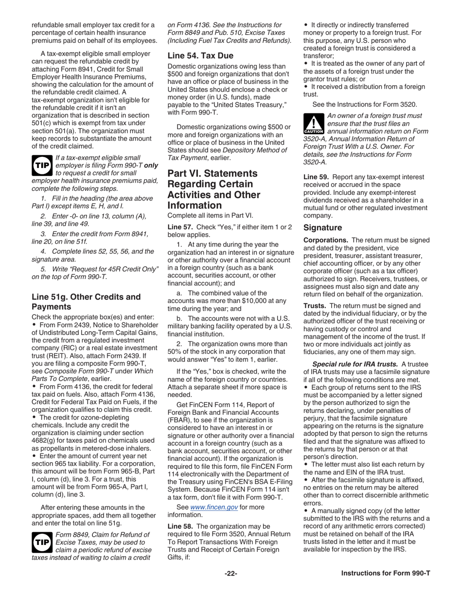 Instructions for IRS Form 990-T Exempt Organization Business Income Tax Return (And Proxy Tax Under Section 6033(E)), Page 23