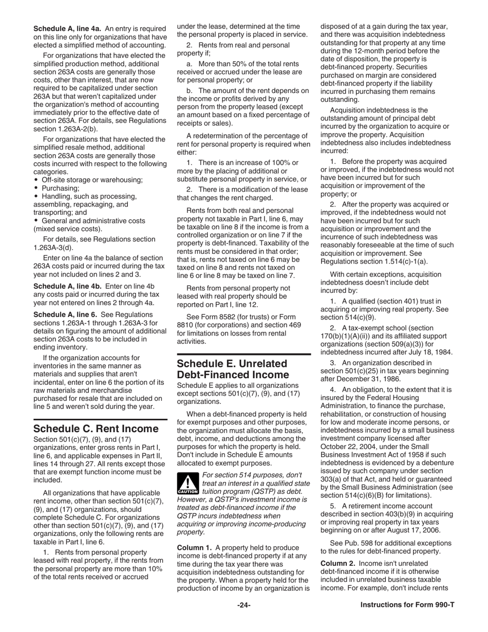 Instructions for IRS Form 990-T Exempt Organization Business Income Tax Return (And Proxy Tax Under Section 6033(E)), Page 25