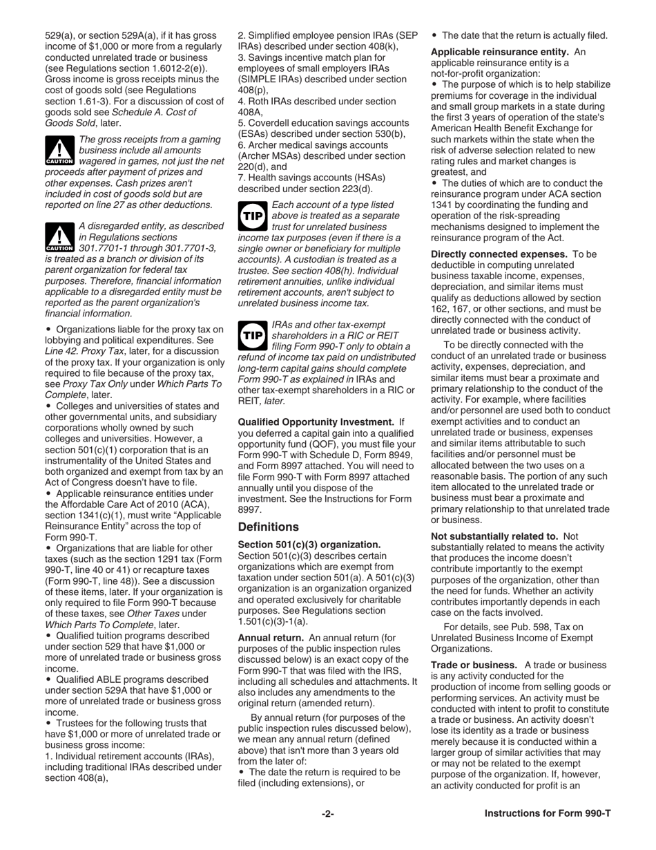 Instructions for IRS Form 990-T Exempt Organization Business Income Tax Return (And Proxy Tax Under Section 6033(E)), Page 3