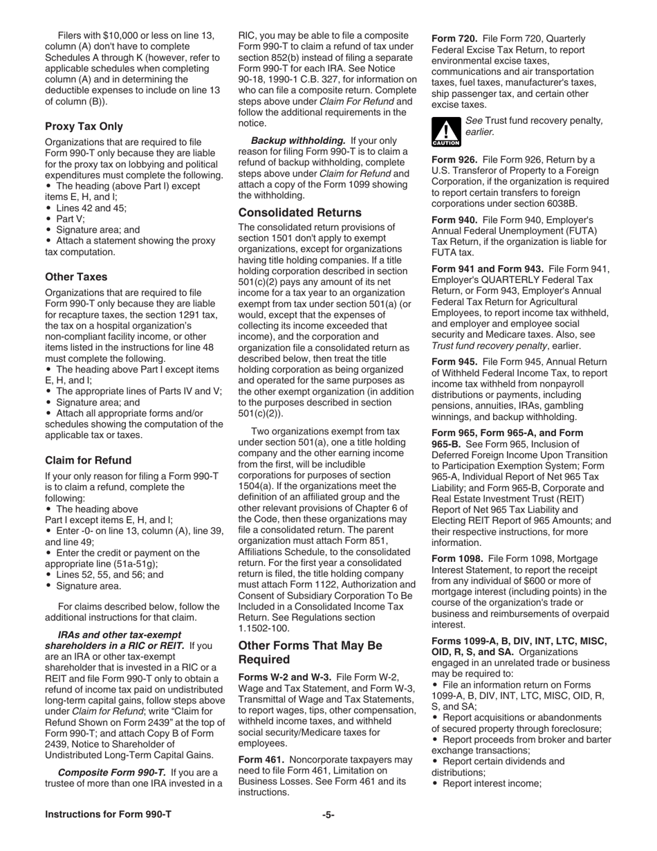 Instructions for IRS Form 990-T Exempt Organization Business Income Tax Return (And Proxy Tax Under Section 6033(E)), Page 6