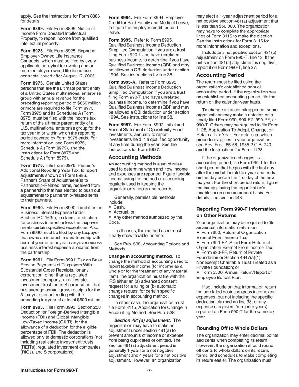 Instructions for IRS Form 990-T Exempt Organization Business Income Tax Return (And Proxy Tax Under Section 6033(E)), Page 8