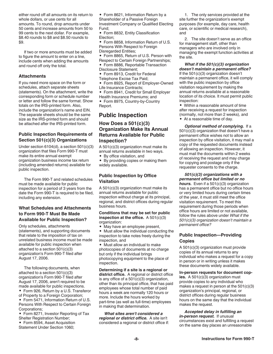 Instructions for IRS Form 990-T Exempt Organization Business Income Tax Return (And Proxy Tax Under Section 6033(E)), Page 9