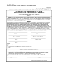 Form PTO/SB/64A Petition for Revival of an Application for Patent Abandoned for Failure to Notify the Office of a Foreign or International Filing (37 Cfr 1.137(F)), Page 2