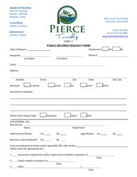 Document preview: Form J Public Records Request Form - Pierce Township, Ohio