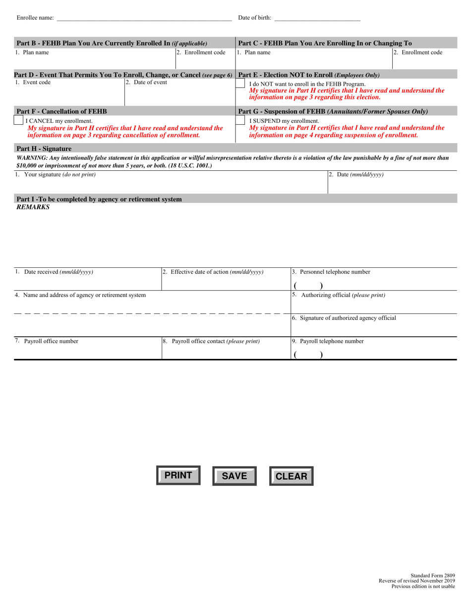 Form Sf 2809 Fill Out Sign Online And Download Fillable Pdf Templateroller 5114