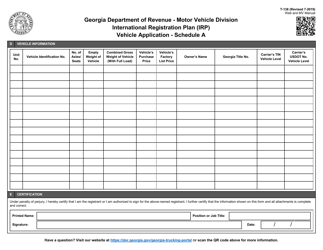 Form T-138 Schedule A International Registration Plan (Irp) Vehicle Application - Georgia (United States), Page 2