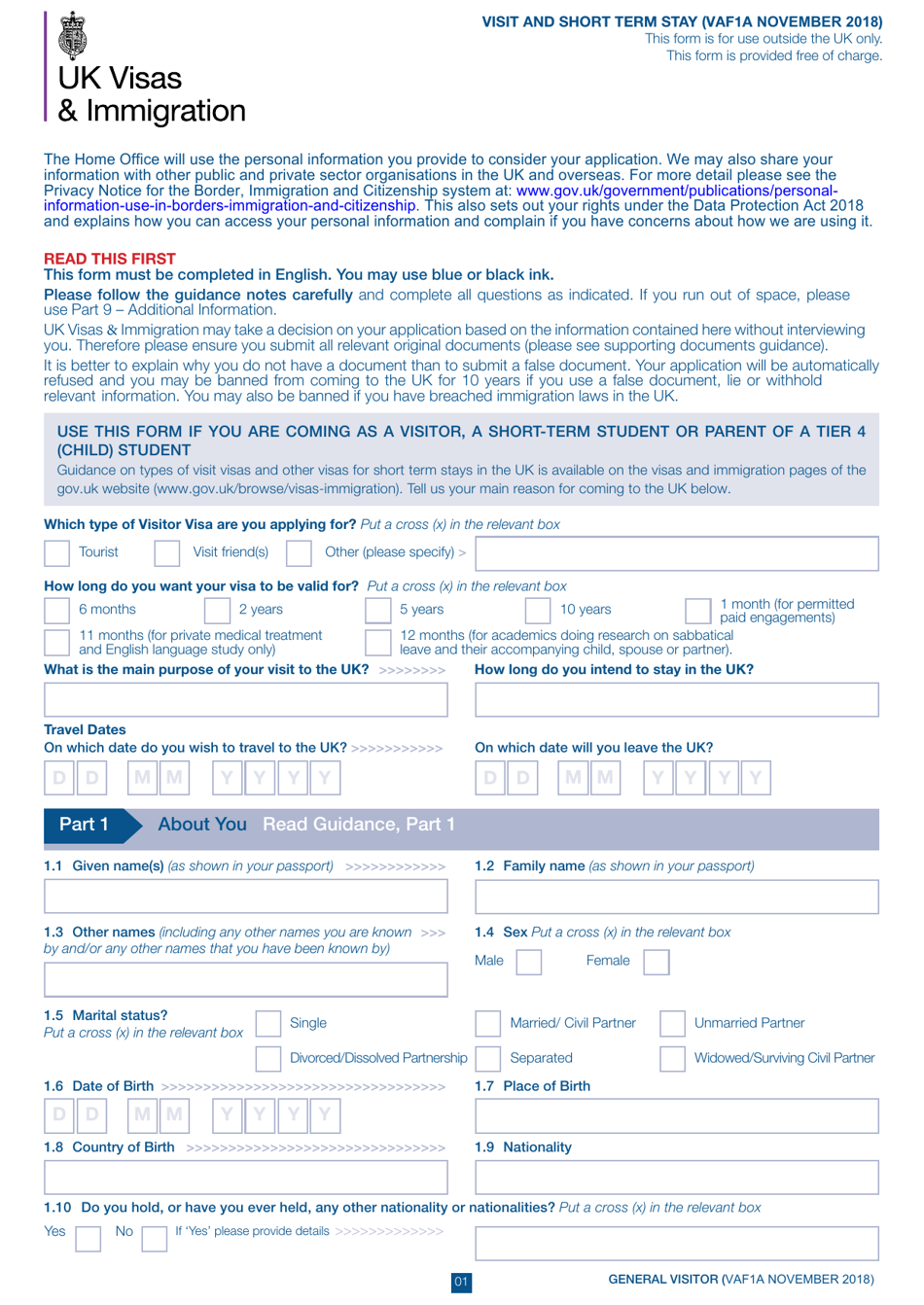 Form VAF1A Fill Out Sign Online And Download Printable PDF United Kingdom Templateroller