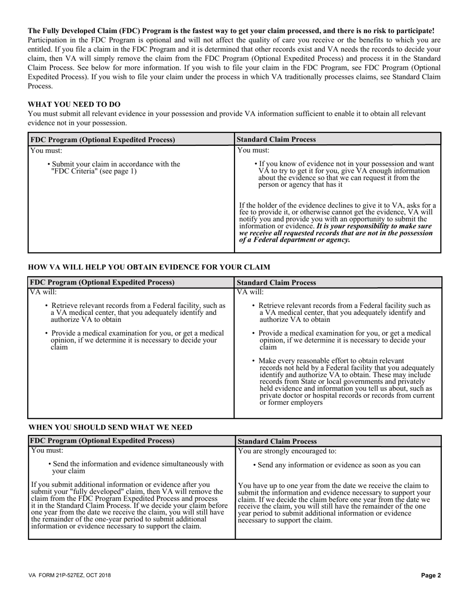 Va Form 21p 527ez Fill Out Sign Online And Download Fillable Pdf Templateroller 8095