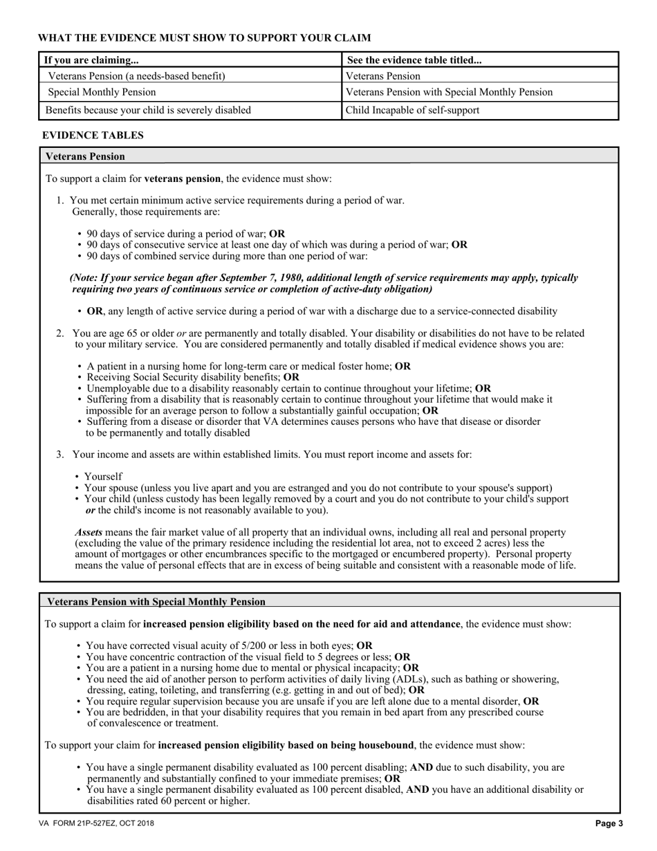 VA Form 21P-527EZ - Fill Out, Sign Online And Download Fillable PDF ...