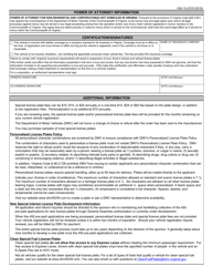 Form VSA10 Application for Personalized License Plates - Virginia, Page 2