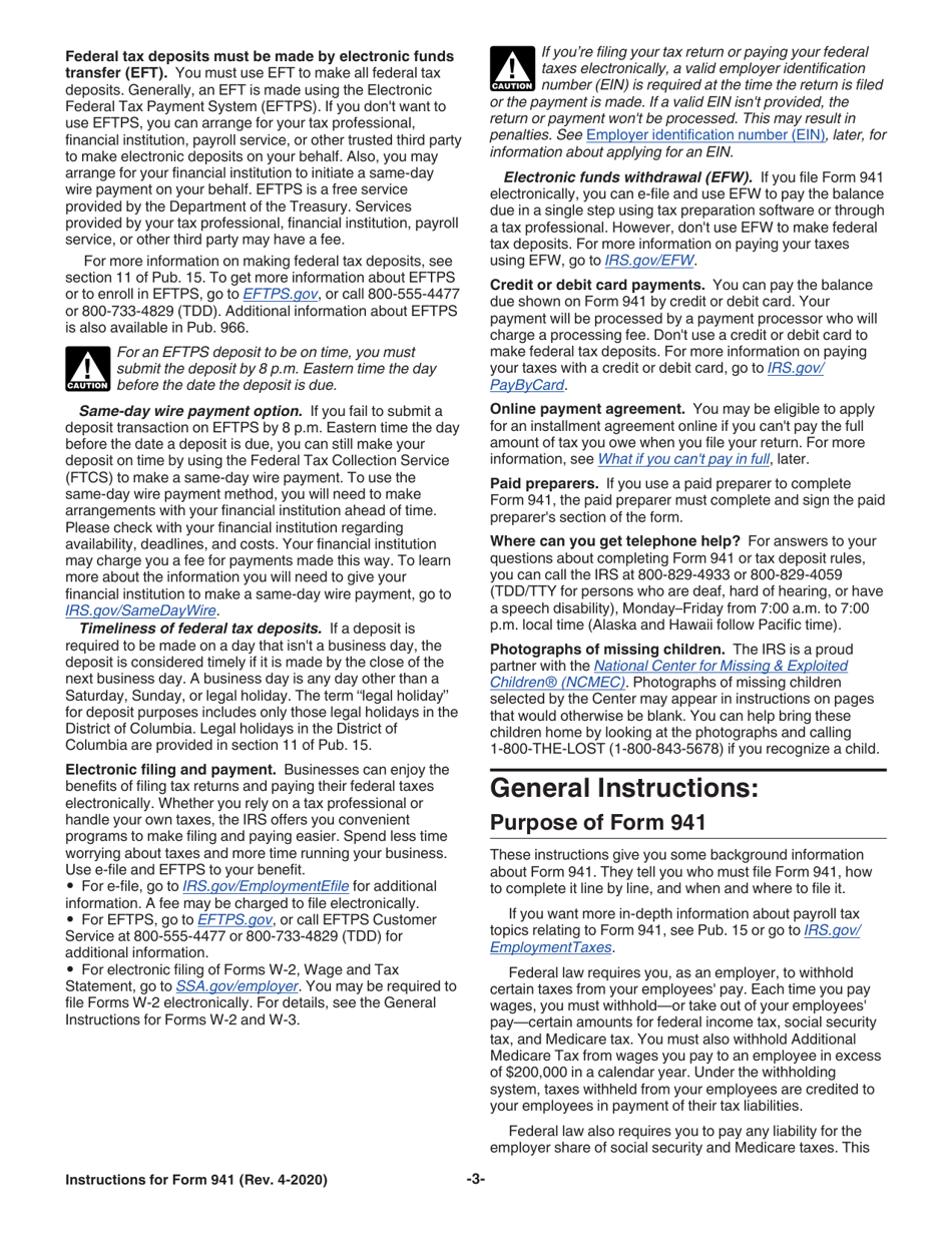 Instructions for IRS Form 941 Employers Quarterly Federal Tax Return, Page 3