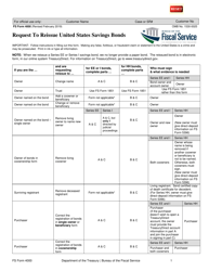Document preview: FS Form 4000 Request to Reissue United States Savings Bonds