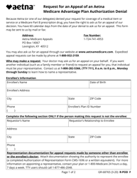 Form GR-68765 Request for an Appeal of an Aetna Medicare Advantage Plan Authorization Denial - Aetna