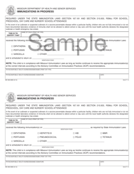 Form Imm.P.14 (MO580-0828) &quot;Immunizations in Progress - Sample&quot; - Missouri