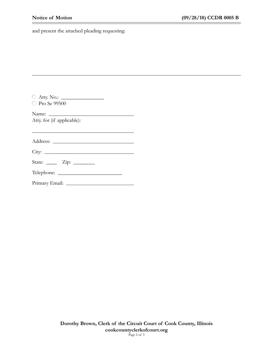 Form CCDR0005 Notice of Motion - Cook County, Illinois, Page 2