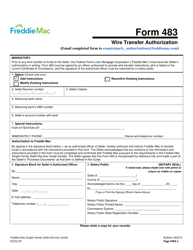 Document preview: Freddie Mac Form 483 Wire Transfer Authorization