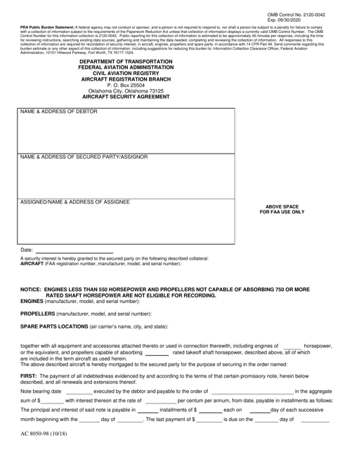 Form AC8050-98 Aircraft Security Agreement