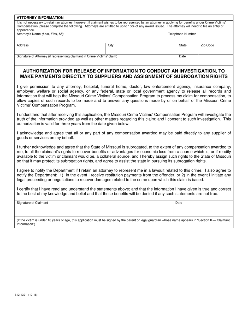 Form 812-1321 Application for Crime Victims Compensation - Missouri, Page 4