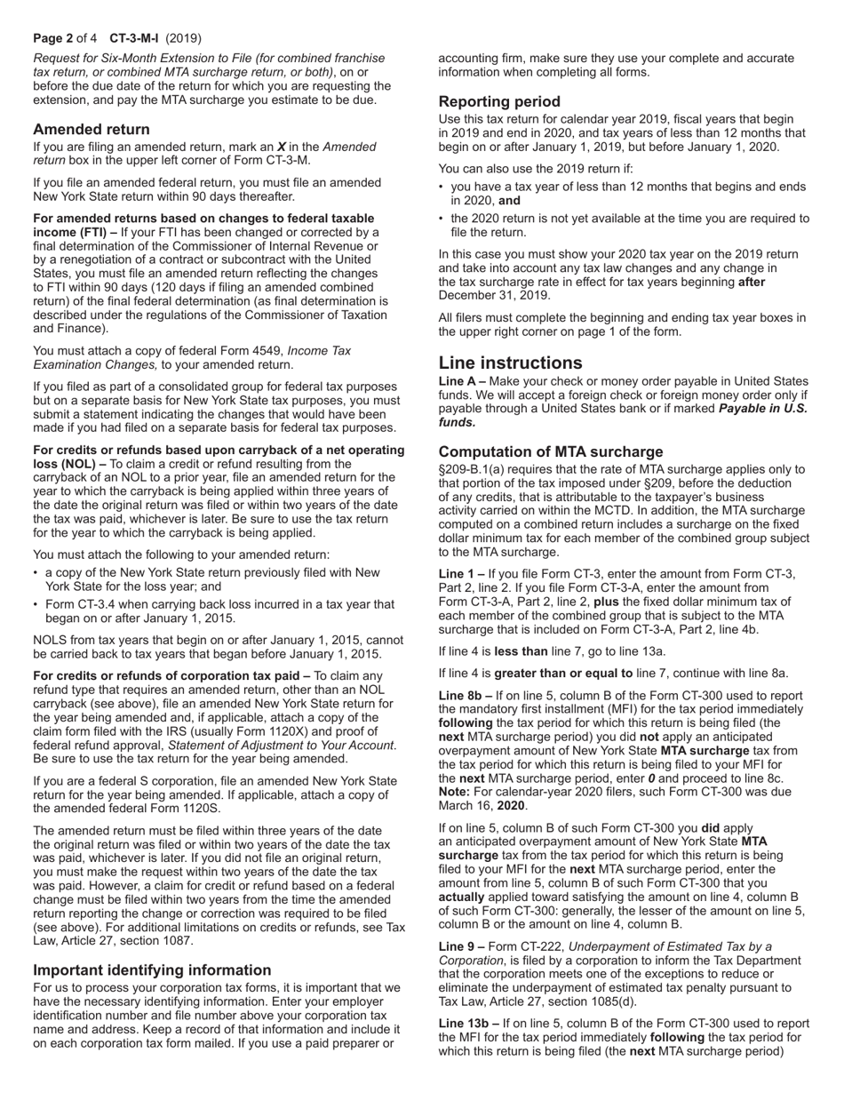 Instructions for Form CT-3-M General Business Corporation Mta Surcharge Return - New York, Page 2