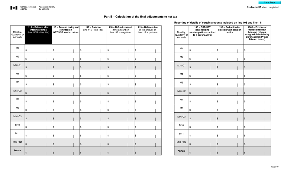 Form GST494 Goods and Services Tax / Harmonized Sales Tax (Gst / Hst) Final Return for Selected Listed Financial Institutions - Canada, Page 10