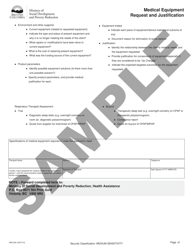 Form HR2138 Medical Equipment Request and Justification - British Columbia, Canada, Page 2