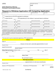 Form 18703 Request to Withdraw Application or Competing Application - Alaska
