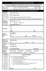Document preview: State of Iowa Official Voter Registration Form - Iowa