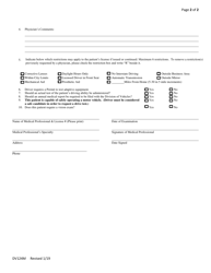 Form DV124M Kansas Division of Vehicles Medical Form - Kansas, Page 2
