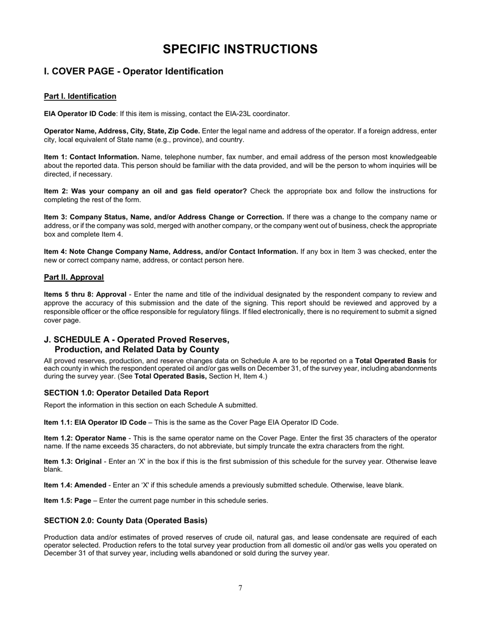 Instructions for Form EIA-23L Annual Report of Domestic Oil and Gas Reserves, Page 7