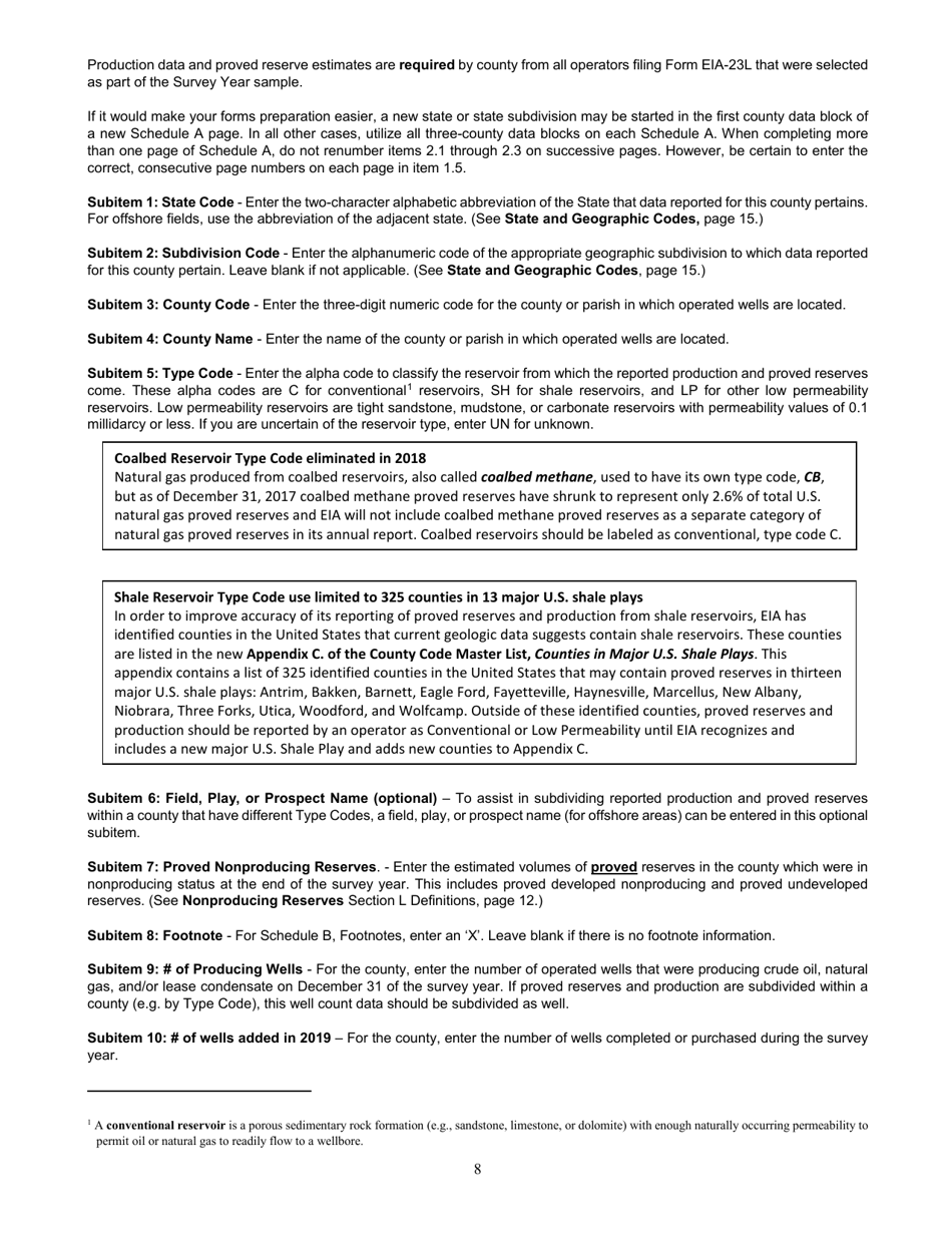 Instructions for Form EIA-23L Annual Report of Domestic Oil and Gas Reserves, Page 8