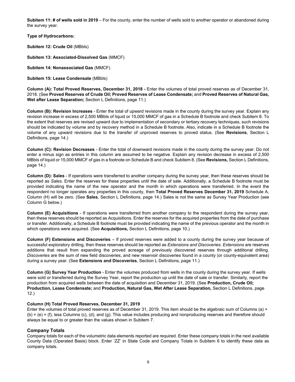 Instructions for Form EIA-23L Annual Report of Domestic Oil and Gas Reserves, Page 9