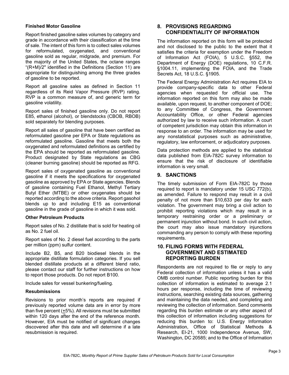 Instructions for Form EIA-782C Monthly Report of Prime Supplier Sales of Petroleum Products Sold for Local Consumption, Page 3