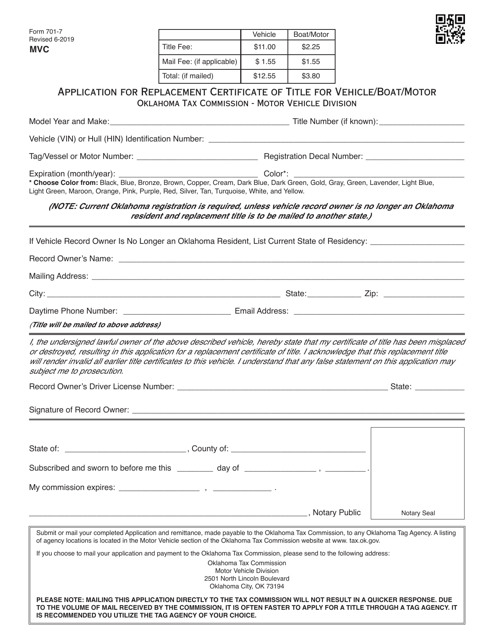 Form 701-7  Printable Pdf
