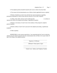 Adoption Form 1-F Determination of Family Court Judge Regarding Venue - New York, Page 2