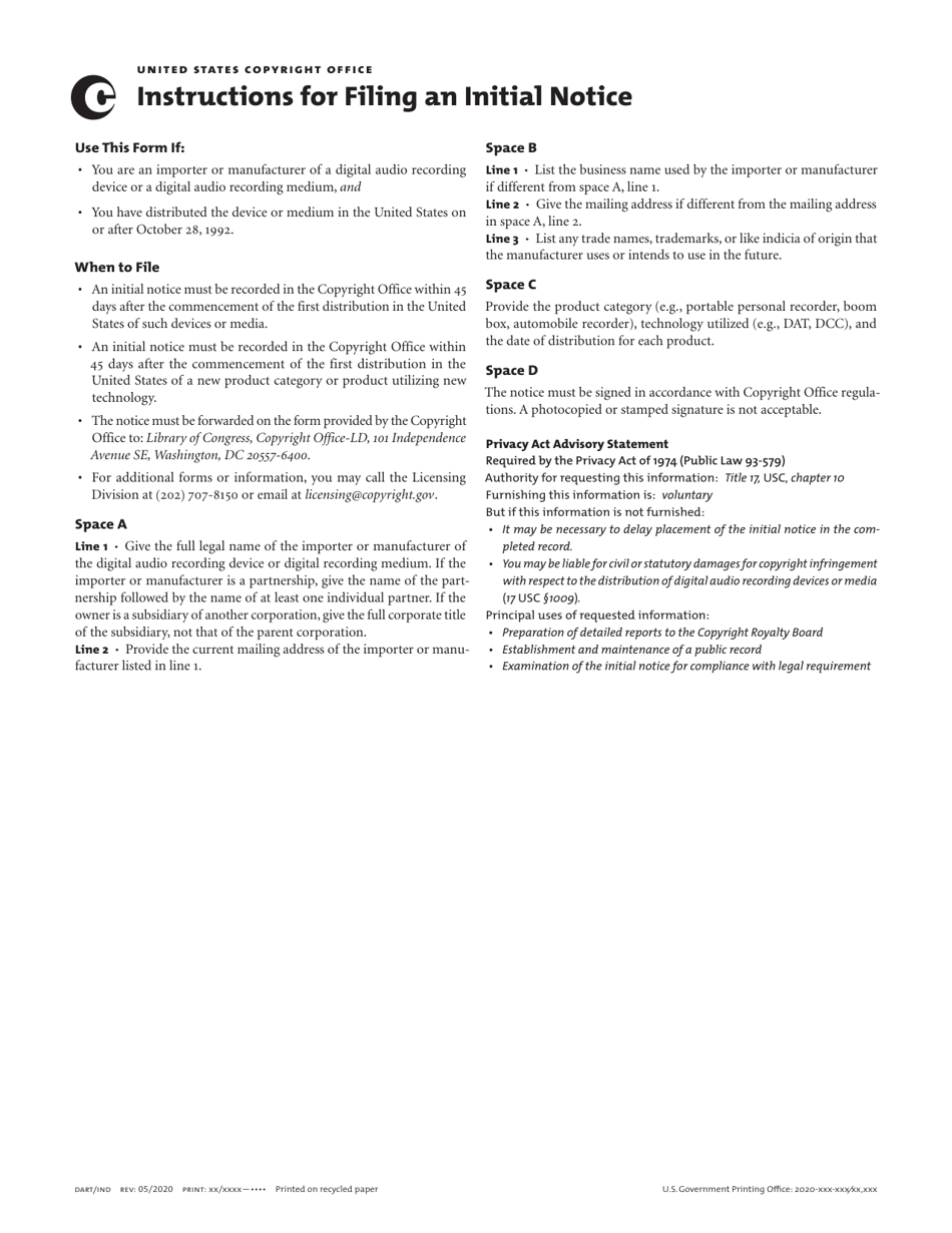 Initial Notice of Distribution of Digital Audio Recording Devices or Digital Audio Recording Media, Page 2