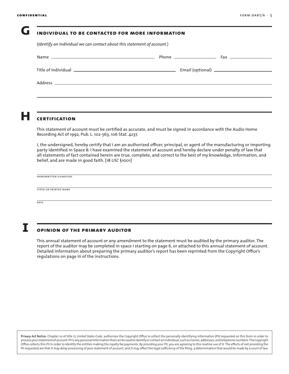 Form DART A Annual Statement of Account for Digital Audio Recording Products, Page 7