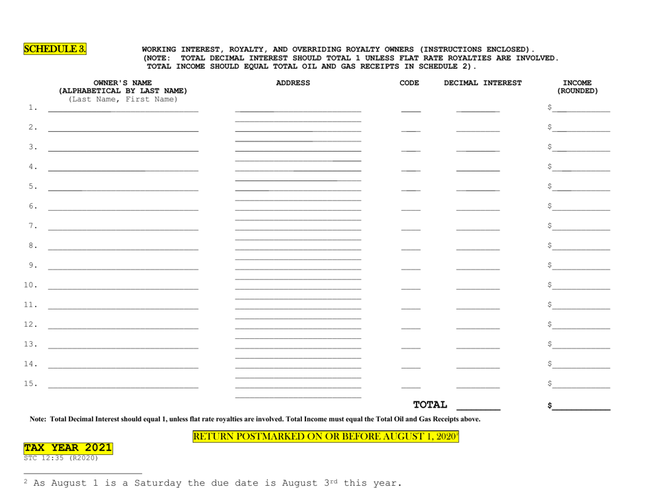 Form STC12:35 West Virginia Oil and Gas Producer / Operator Return - West Virginia, Page 2