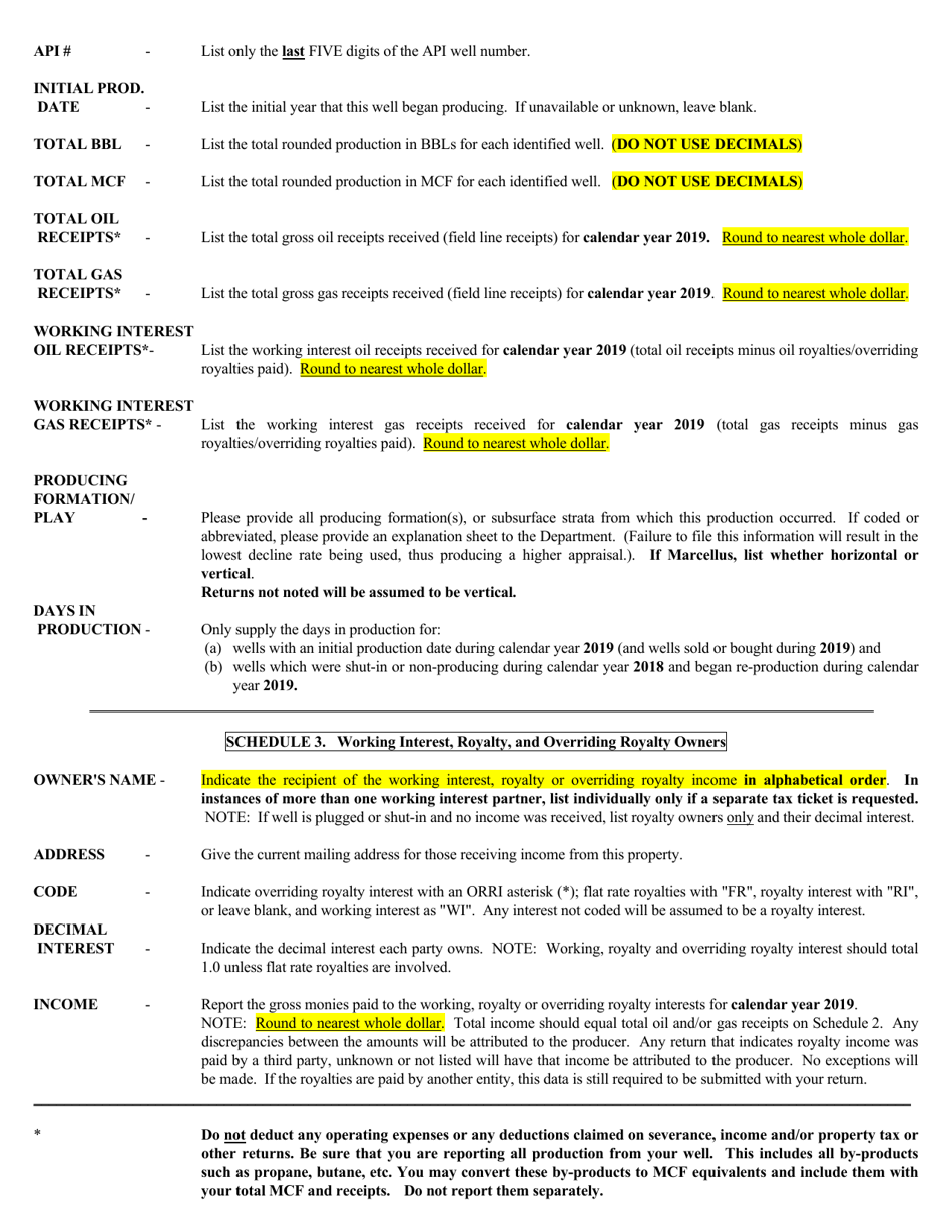 Instructions for Form STC12:35 West Virginia Oil and Gas Producer / Operator Return - West Virginia, Page 2