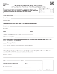 Document preview: Form 754-3 Application for Private or Farm Trailer Registration - Oklahoma