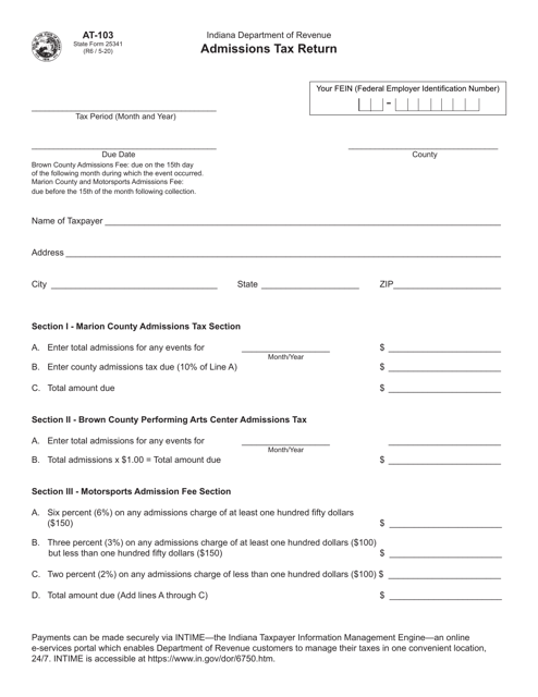 Form AT-103 (State Form 25341)  Printable Pdf