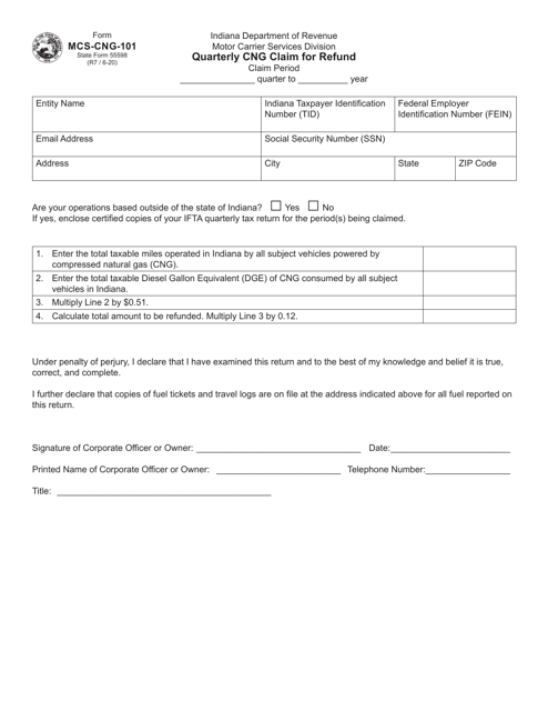 Form MCS-CNG-101 (State Form 55598)  Printable Pdf