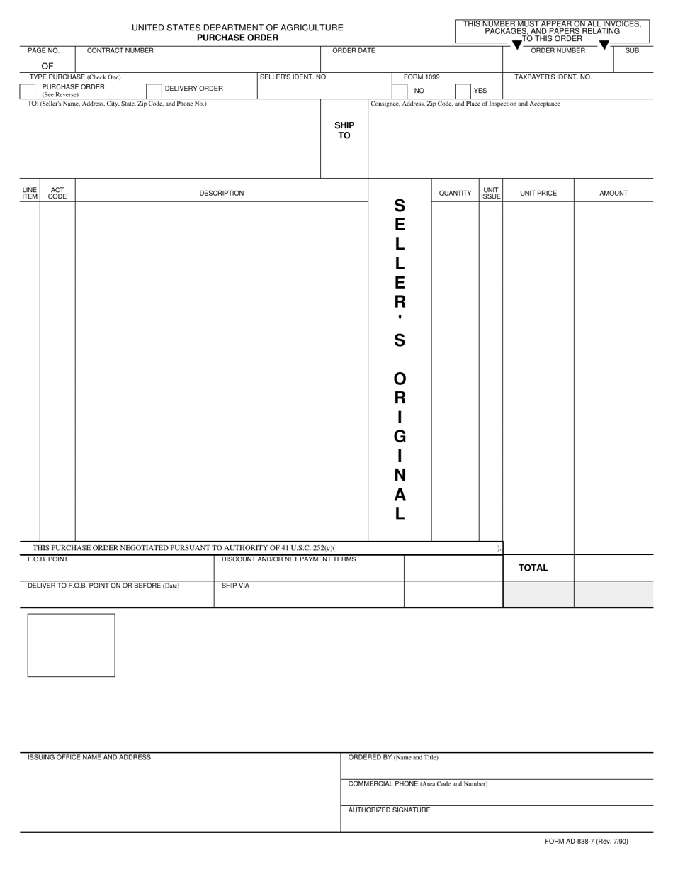 Form AD-838-7 - Fill Out, Sign Online and Download Printable PDF ...