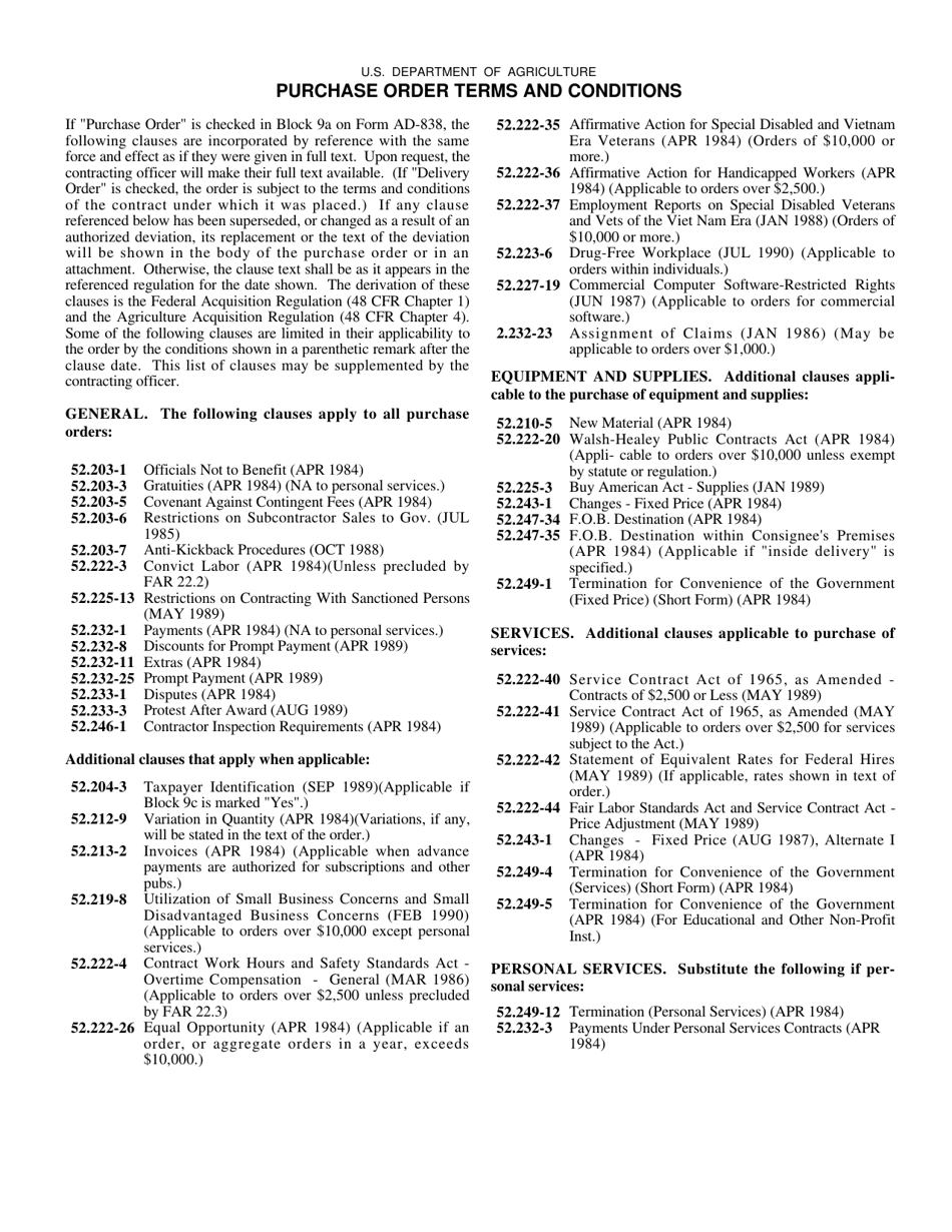 Form AD-838-7 Purchase Order, Page 3