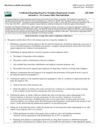 Document preview: Form AD-1049 Certification Regarding Drug-Free Workplace Requirements (Grants) Alternative I - for Grantees Other Than Individuals