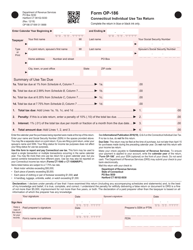Document preview: Form OP-186 Connecticut Individual Use Tax Return - Connecticut