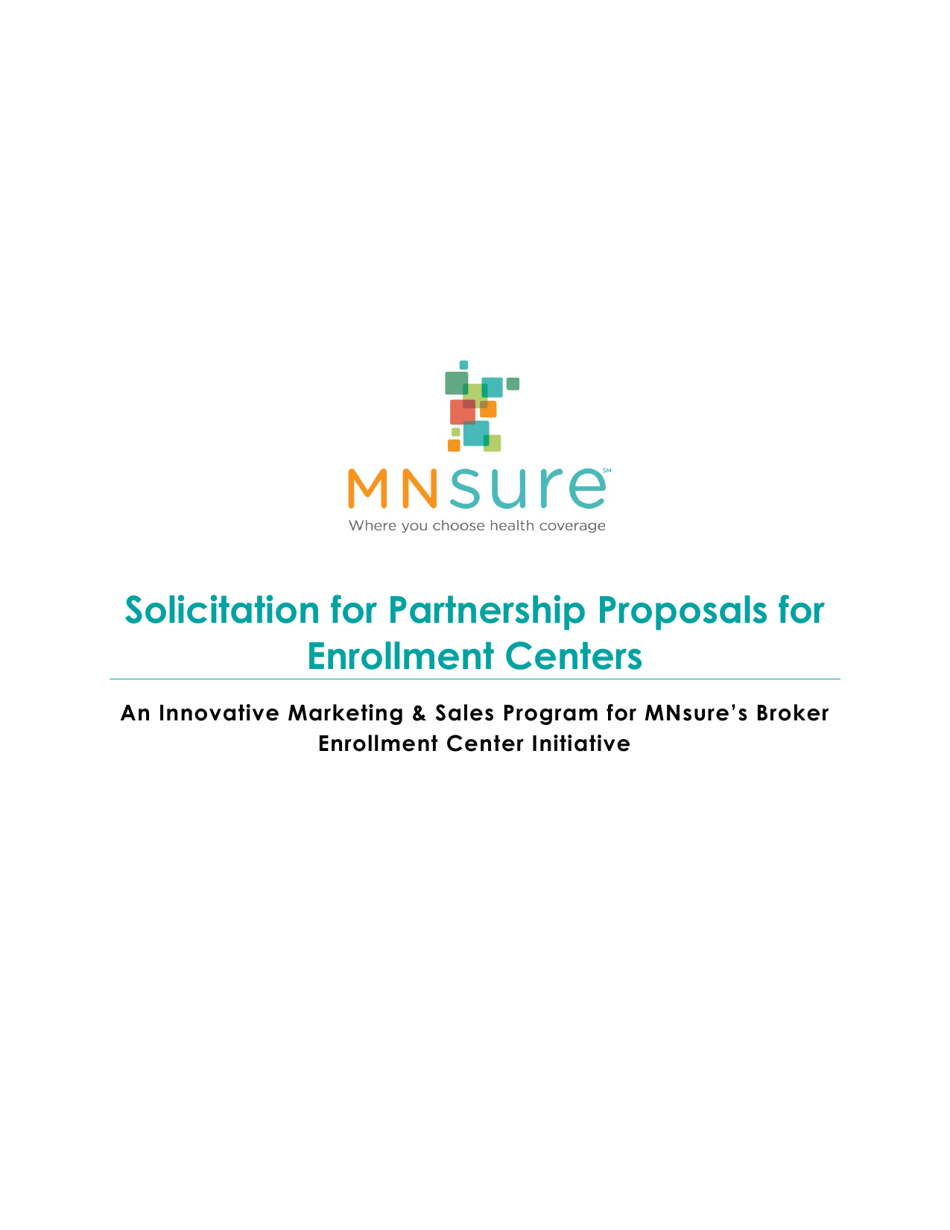 Broker Enrollment Center Rfp - Solicitation and Application - Minnesota, Page 1