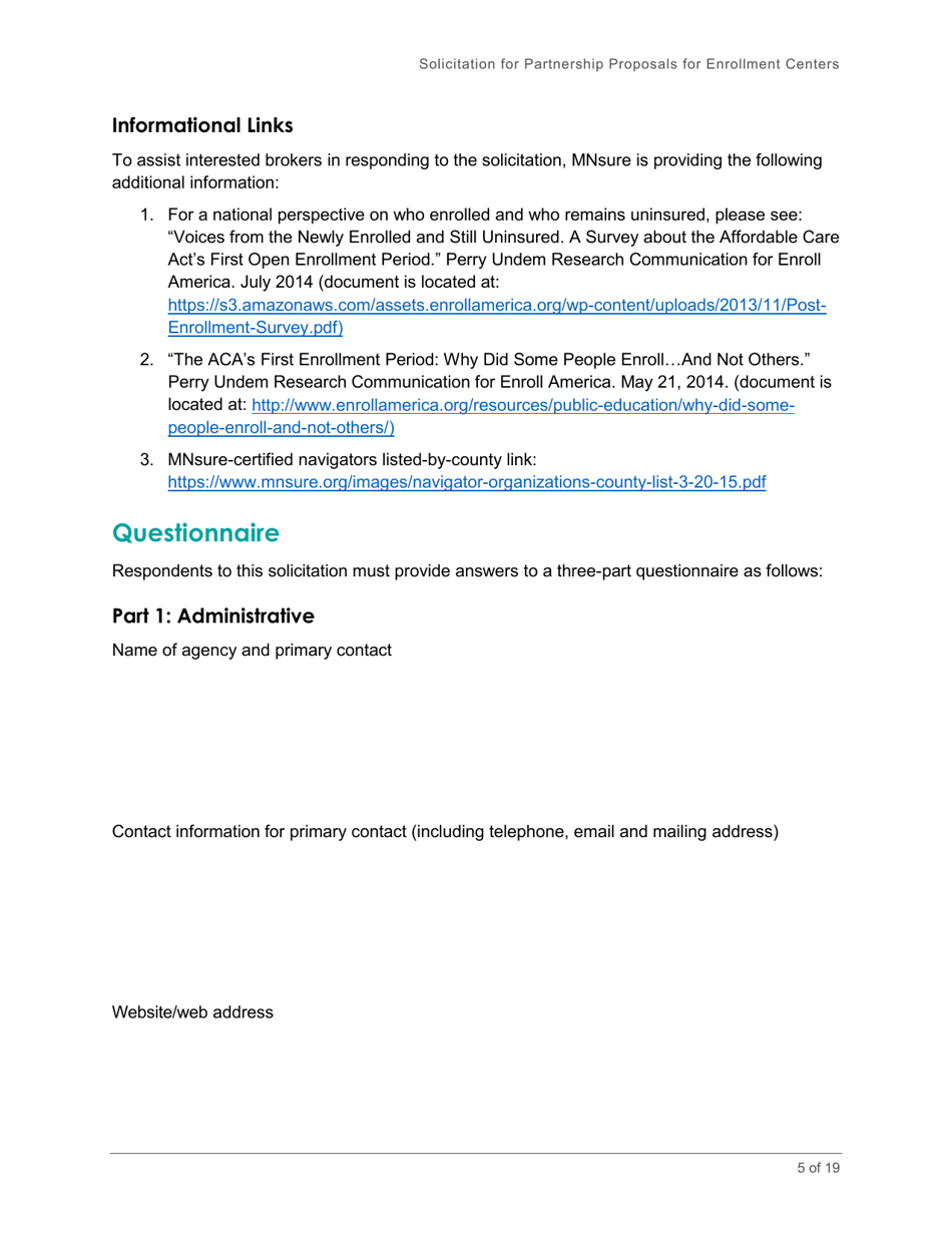 Broker Enrollment Center Rfp - Solicitation and Application - Minnesota, Page 5