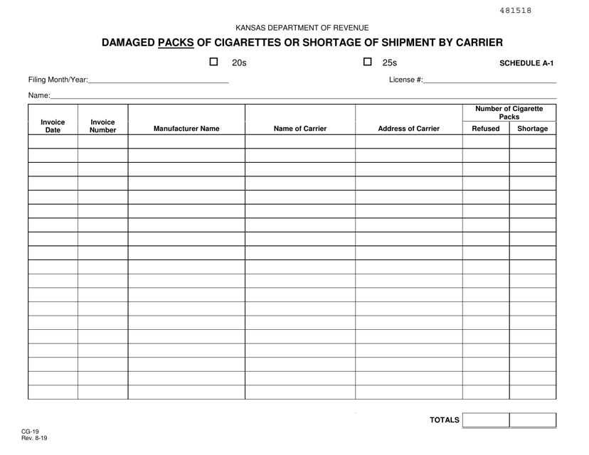 Form CG-19 Schedule A-1  Printable Pdf