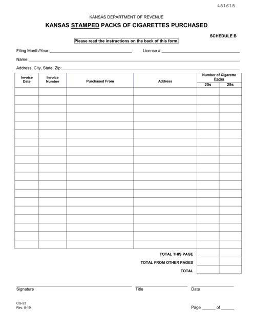 Form CG-23 Schedule B  Printable Pdf