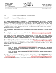 Document preview: Form CG-94 Wholesale Cigarette Dealer's Renewal Application - Kansas